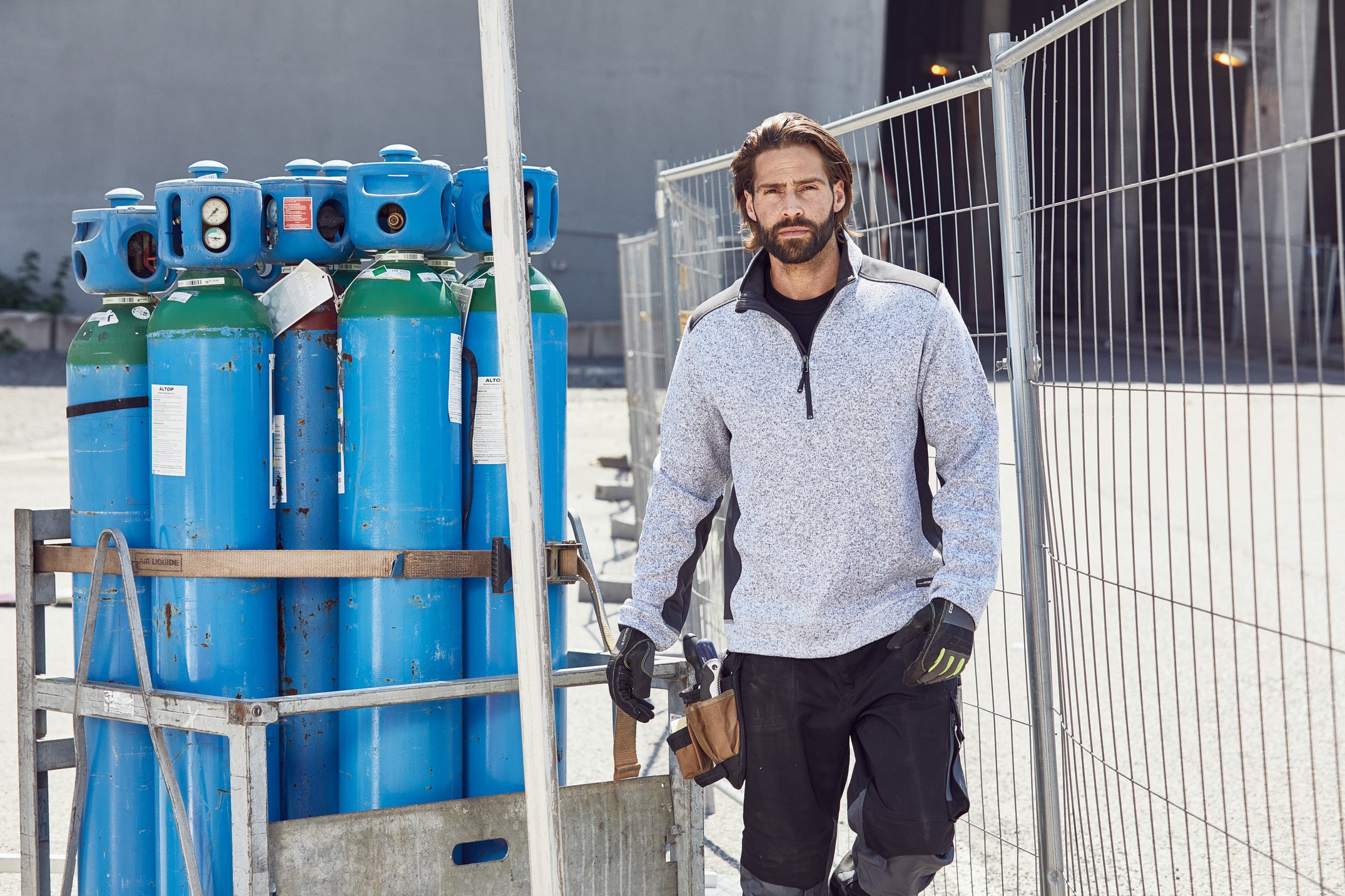 Unisex Strick Workwear Half-Zipper - STRONG -JN864