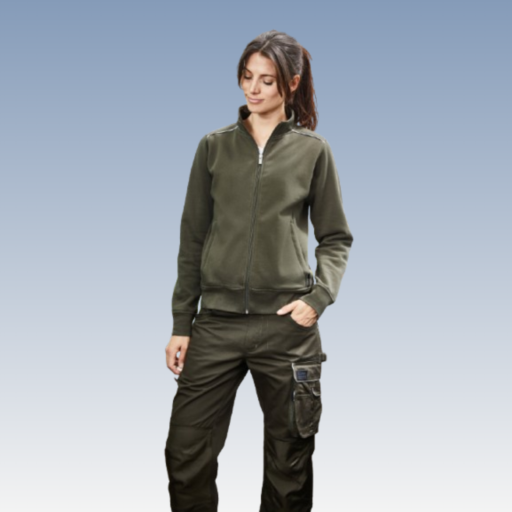 Damen Workwear Zipper - SOLID -