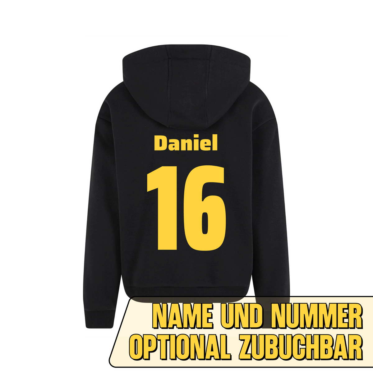 BVL Fluffy Hoody Erwachsene Schwarz – Rückseite mit Name und Nummer