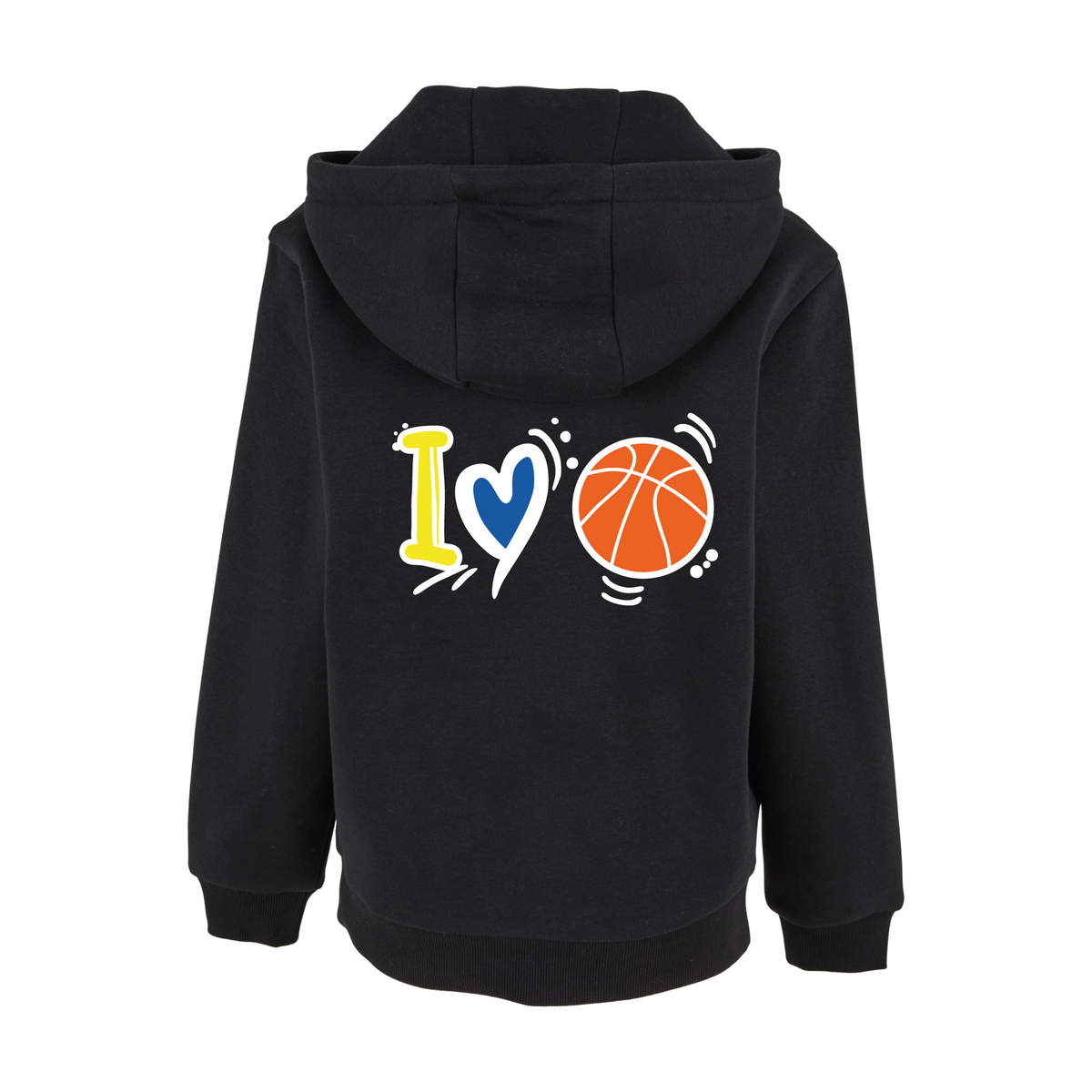 BVL Fluffy Hoody Kinder Schwarz – Rückseite I love Basketball