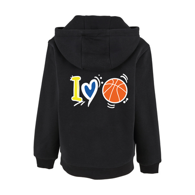 BVL Fluffy Hoody Kinder Schwarz – Rückseite I love Basketball