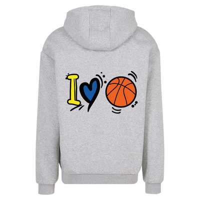 BVL Fluffy Hoody Kinder Heather Grey – Rückseite I love Basketball